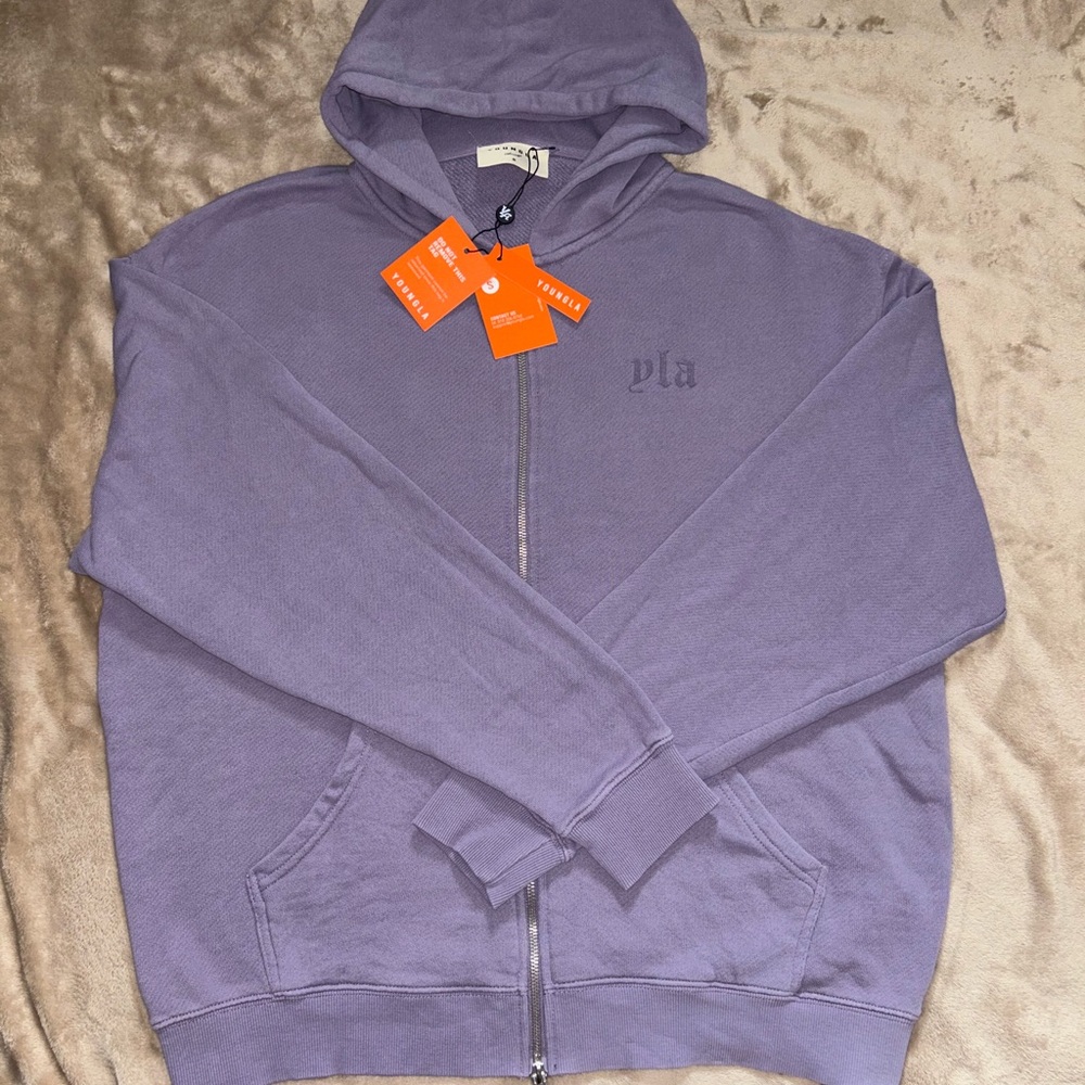 YoungLA Zip-Up Sweater | Lavender | Small
